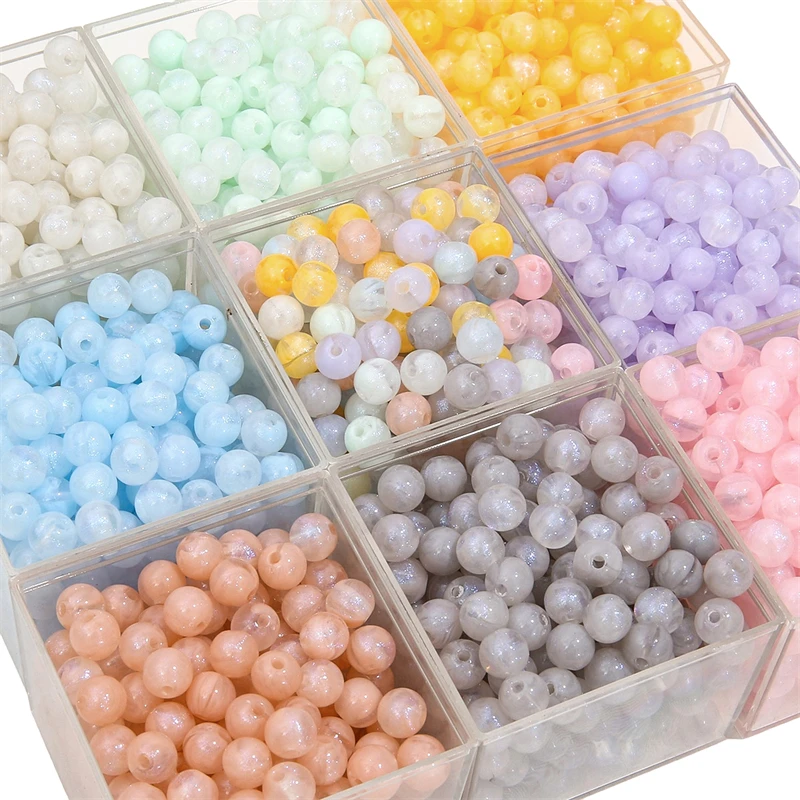 20/50pcs 8/12mm Acrylic Round Pearl Luster Beads for Earring Necklace Keychain DIY Jewelry Making