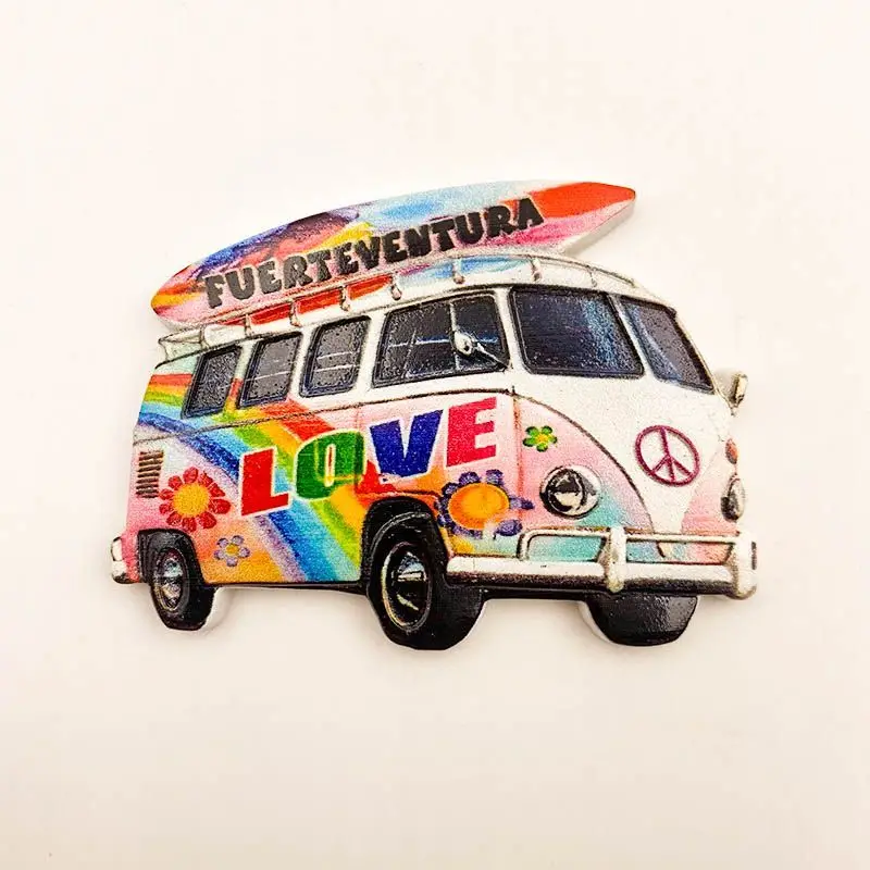 

Spain Canary Islands Refrigerator Magnet Travel Souvenir Rainbow Bus Creative Decoration Magnet Gift