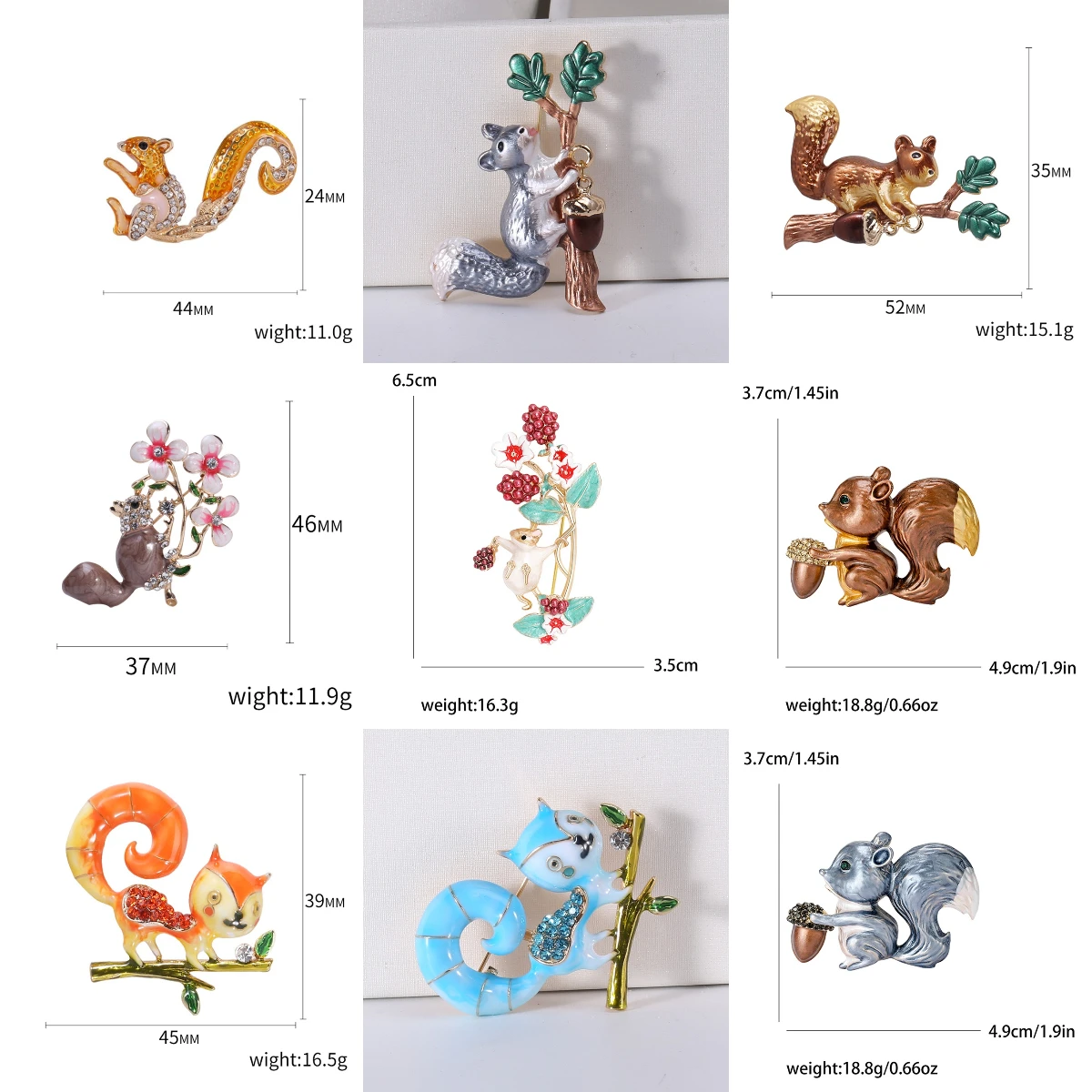 Cross border new creative drip oil cute squirrel brooch, fashionable and simple clothing pin accessories