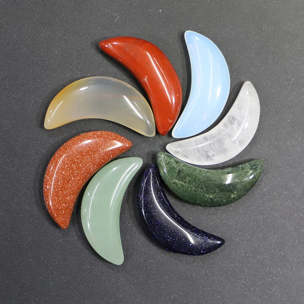 

Natural Crescent Stone Ornament Aventurine Quartz Crystal Moon Balancing Charm Reiki Energy Meditation DIY Home Decoration 8Pcs