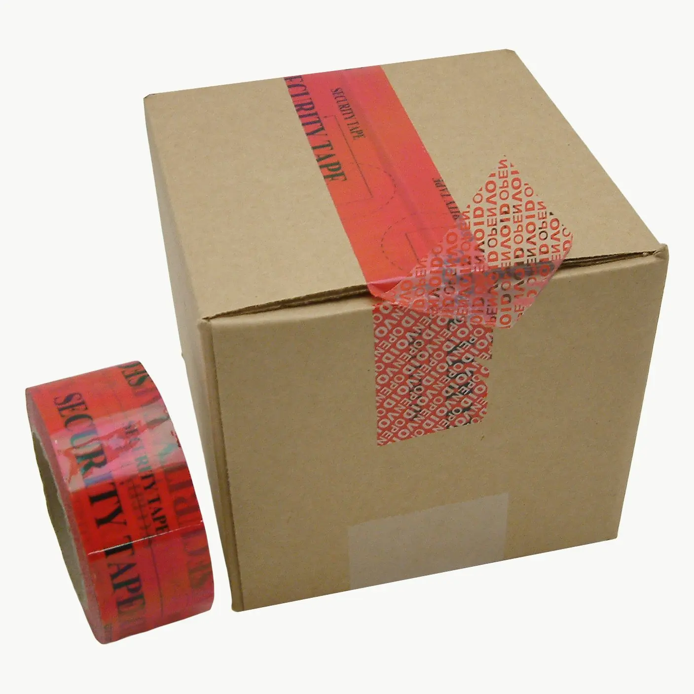 

JVCC Tamper Evident Carton Sealing Tape In nt Grab, (TEV-ST), 2 in. (48mm Actual) x 55 yds. (Surface Printed Red with O