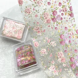1Pc 100cm Flower Nail Foils for Transfer Paper Floral Stickers Rose Nails Wraps Tulip Nail Art Decorations