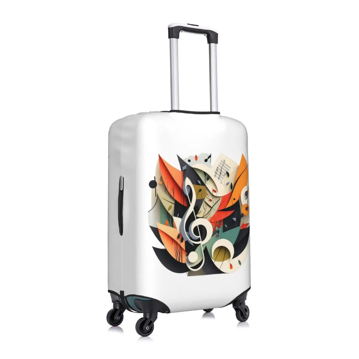 音符と葉の荷物カバー弾性旅行スーツケース保護カバー 18-32 インチに適しています