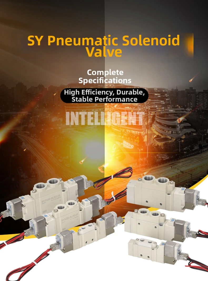 Detalhe 1 de Válvula solenoide SMC Type 24V Solenoid Valve SY5120-5LOZ-01 5220 5320 Pneumatic Magnetic Valve Coil 5LZD-C6 for Air Control Pneumática