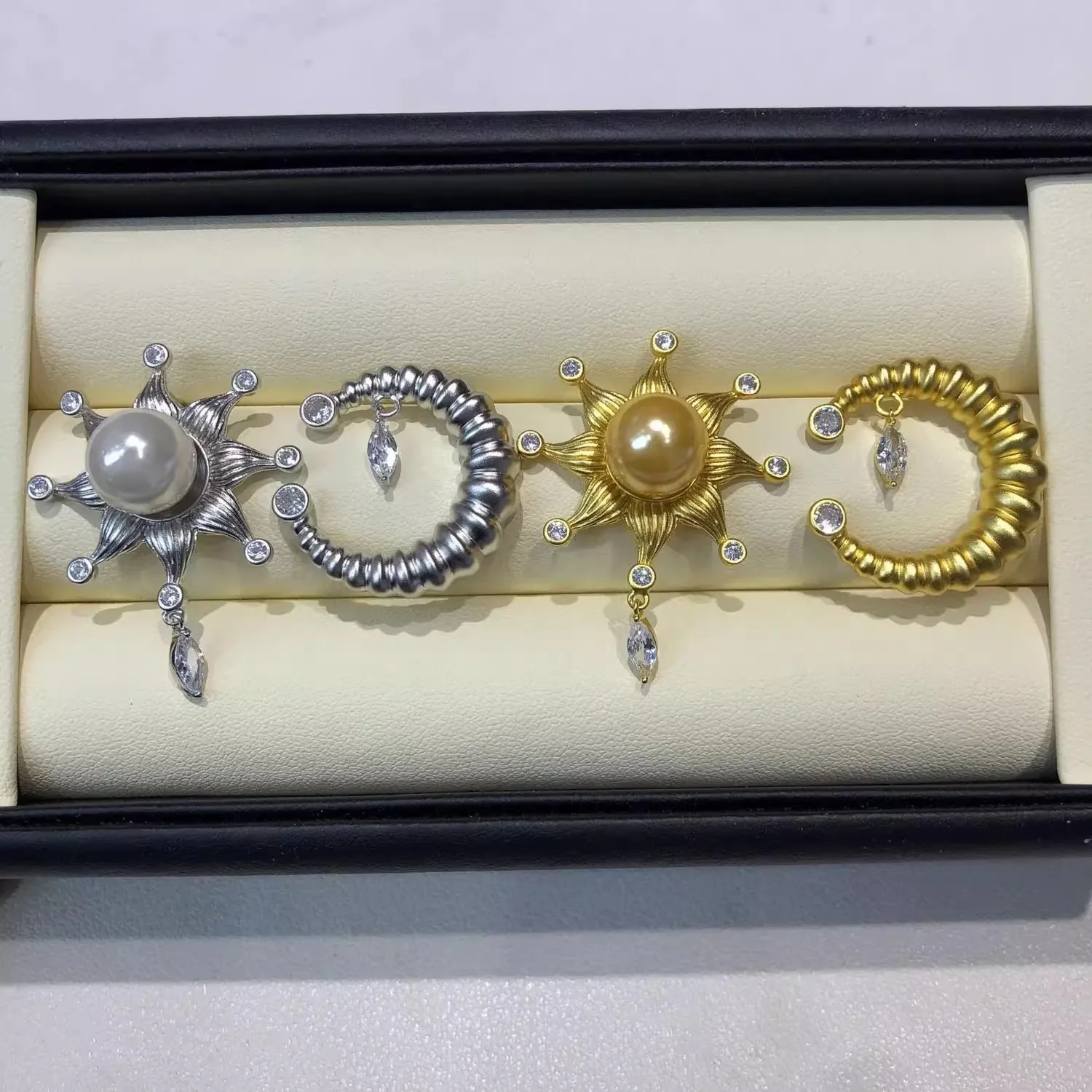 

MeiBaPJ 10 мм натуральный жемчуг модные серьги-гвоздики с луной и звездой изысканные свадебные украшения для женщин