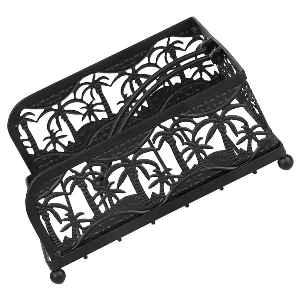 

Heavy Duty Iron Napkin Holder Square Desktop Design Elegant Classic Finish Tabletop Napkin Dispenser for Hotel Restaurant Use