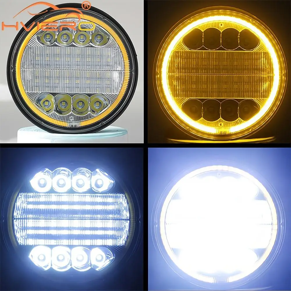 1X Round Car Light Strip Work 12V LED 72W Waterproof Off-road Vehicle Overhaul General Front Modification Automobiles Headlight