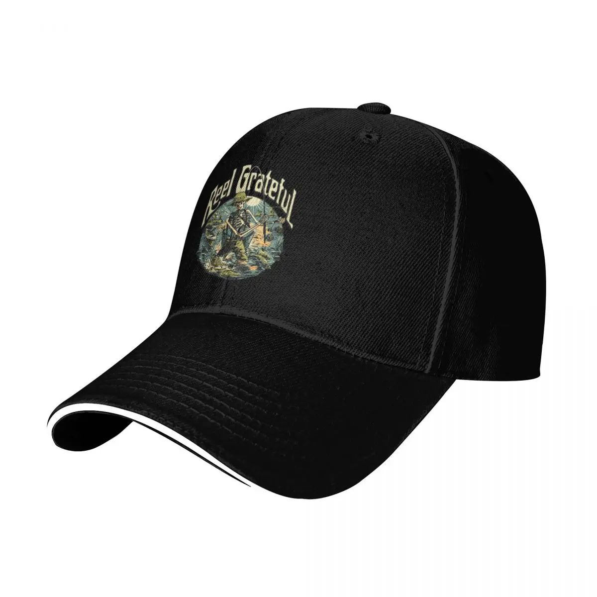 Reel Grateful fly fisherman Baseball Cap Adjustable Buckle Closure Moisture Wicking Quick Dry Curved Brim Classic Fit