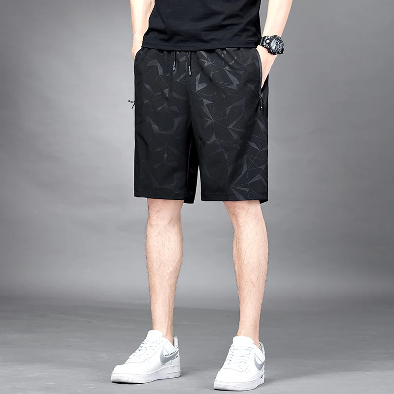 

Шорты мужские с принтом, Простые Модные быстросохнущие штаны для бега и фитнеса, повседневные свободные пляжные, черные, лето 2024