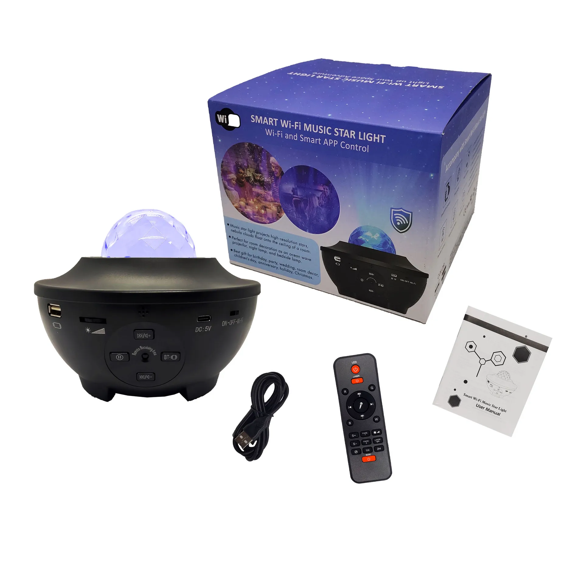 Upgraded Smart Wifi Music Star Light For Galaxy Night Light Projector with Remote