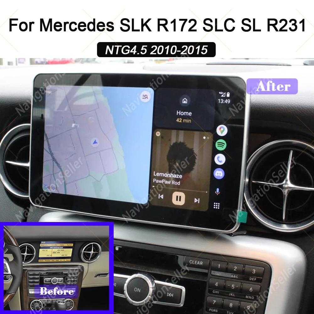 

Carplay Screen For Mercedes Slk R172 SL R231 SLC Car Radio Stereo Upgrade Android Auto Multimedia Video Player Head Unit DSP WIF