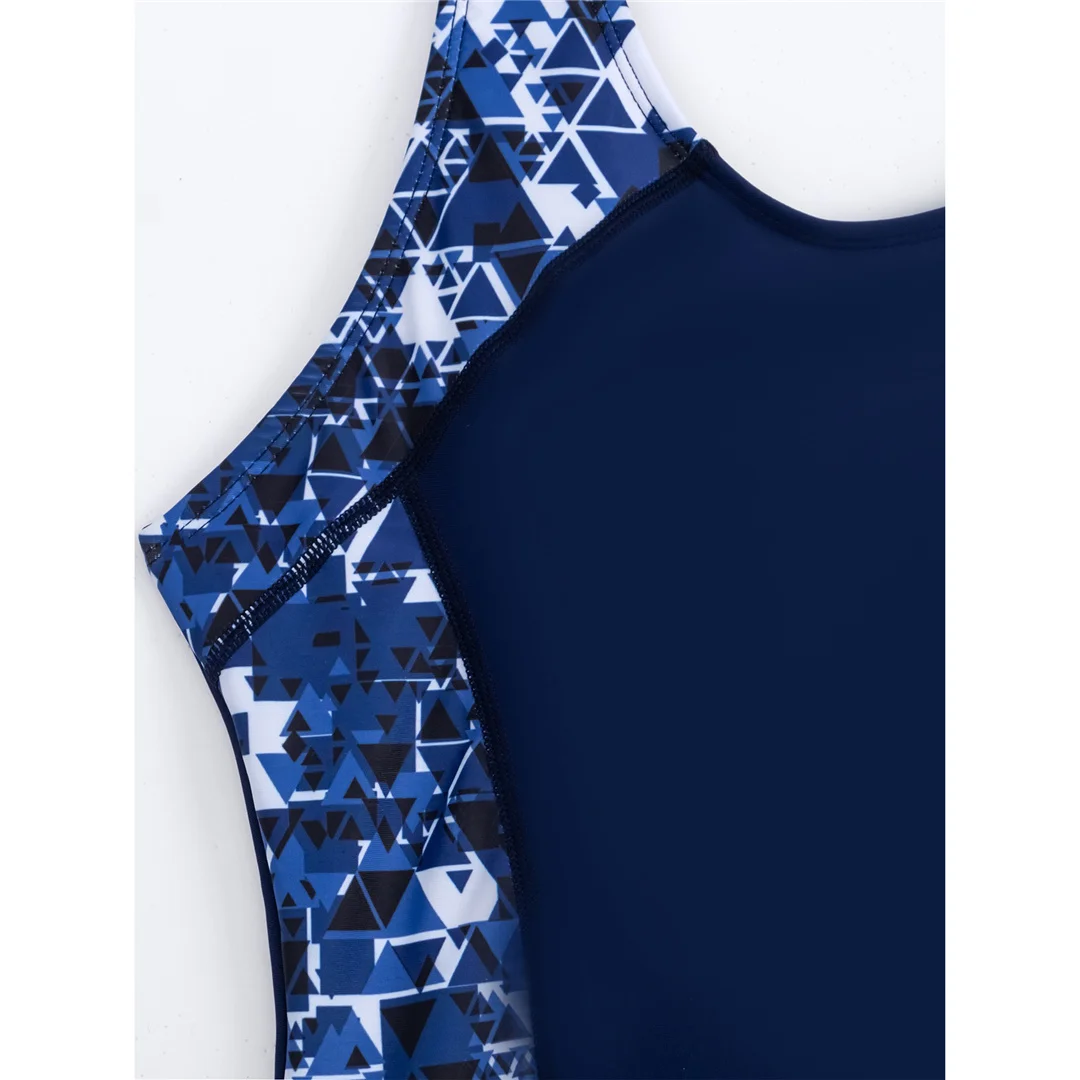 S - XXL 2026 Neuer bedruckter, einteiliger Badeanzug mit Splicing-Design für Damen, rückenfreier, gepolsterter Badeanzug mit Shorts, Badebekleidung, Badeanzug V7770 – Detail 15