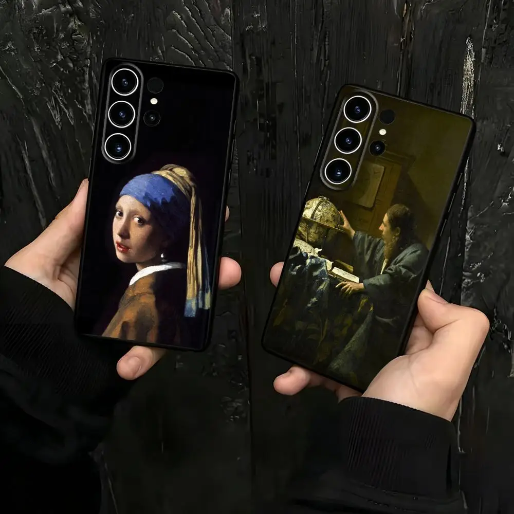 Johannes Vermeer Phone Case For Samsung Galaxy S26 S25 S24 S23 S22 S21 S20 Plus Ultra Fold A Soft Black