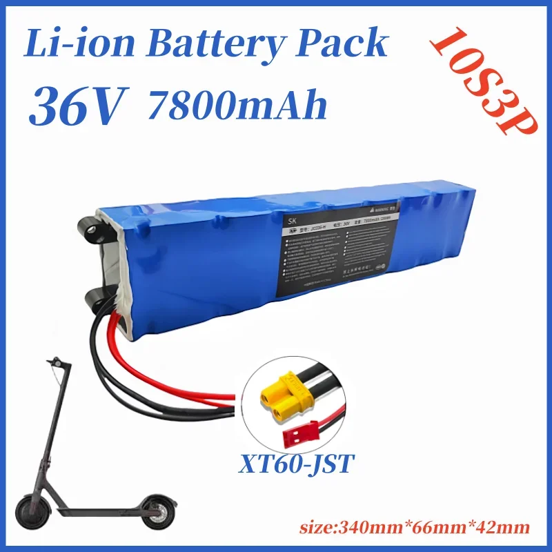 MKEPA Paquete de batería de litio 10S3P para patinete eléctrico Xiaomi M365 lpega , cargador de 36V, 7800mAh, 18650 Battery