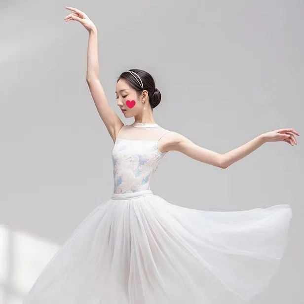 رداء رقص الباليه للنساء الكبار بلا أكمام مطبوعة الجمباز ملابس التدريب ثياب ملابس الرقص الإناث عارية الذراعين المرحلة الملابس #4