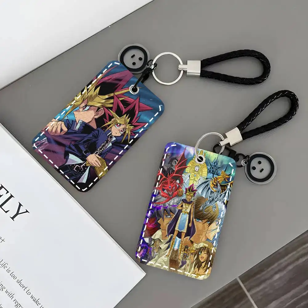 Duel Monsters YuGiOh Anime Card Case Keychain Access Card Bag Key Tag Ring Leather Card Holder Key Ring Access
