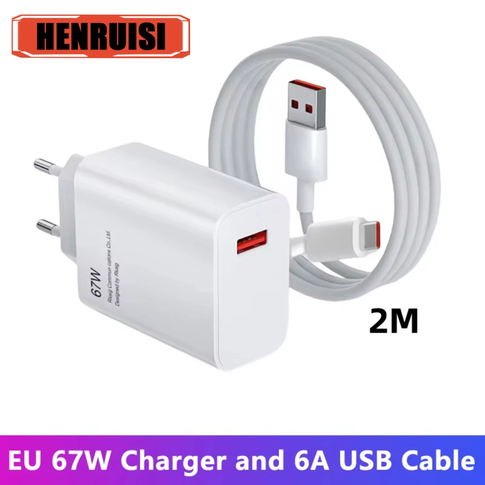 67W USB Fast Charger 6A Type C Cable Phone Power Adapter For Xiaomi Mi 12 POCO X5 X4 Pro Redmi Note 10 11 Mobile Phone Charger