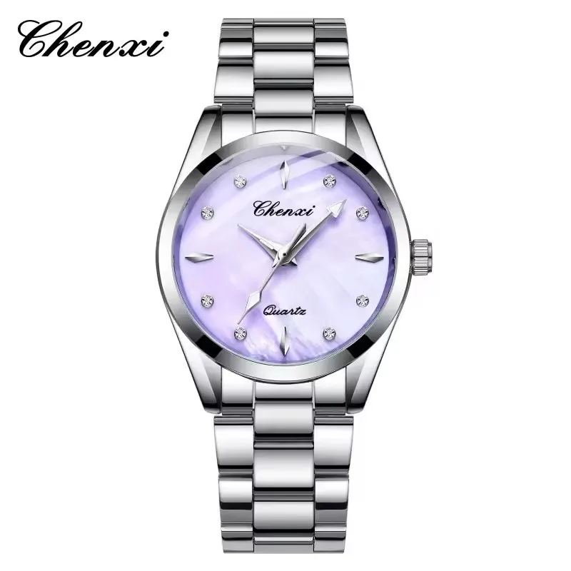 CHENXI 006T Damen-Quarzuhr, elegant, modisch, Kalender, lässig, Edelstahlarmband, Armbanduhr für Damen, Geschenk