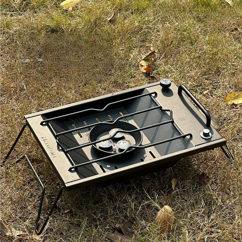 

Outdoor Stainless Steel Gas Stove Portable Convenient Use Windproof Gas Furnace IGT Table Accessories Durable Camp Supplies
