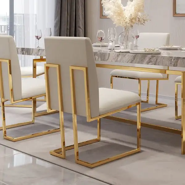 Luxury Modern Gold Stainless Steel Dining Chair Fancy Leisure Style for Home Bedroom Hotel Kitchen School Villa Apartment Use