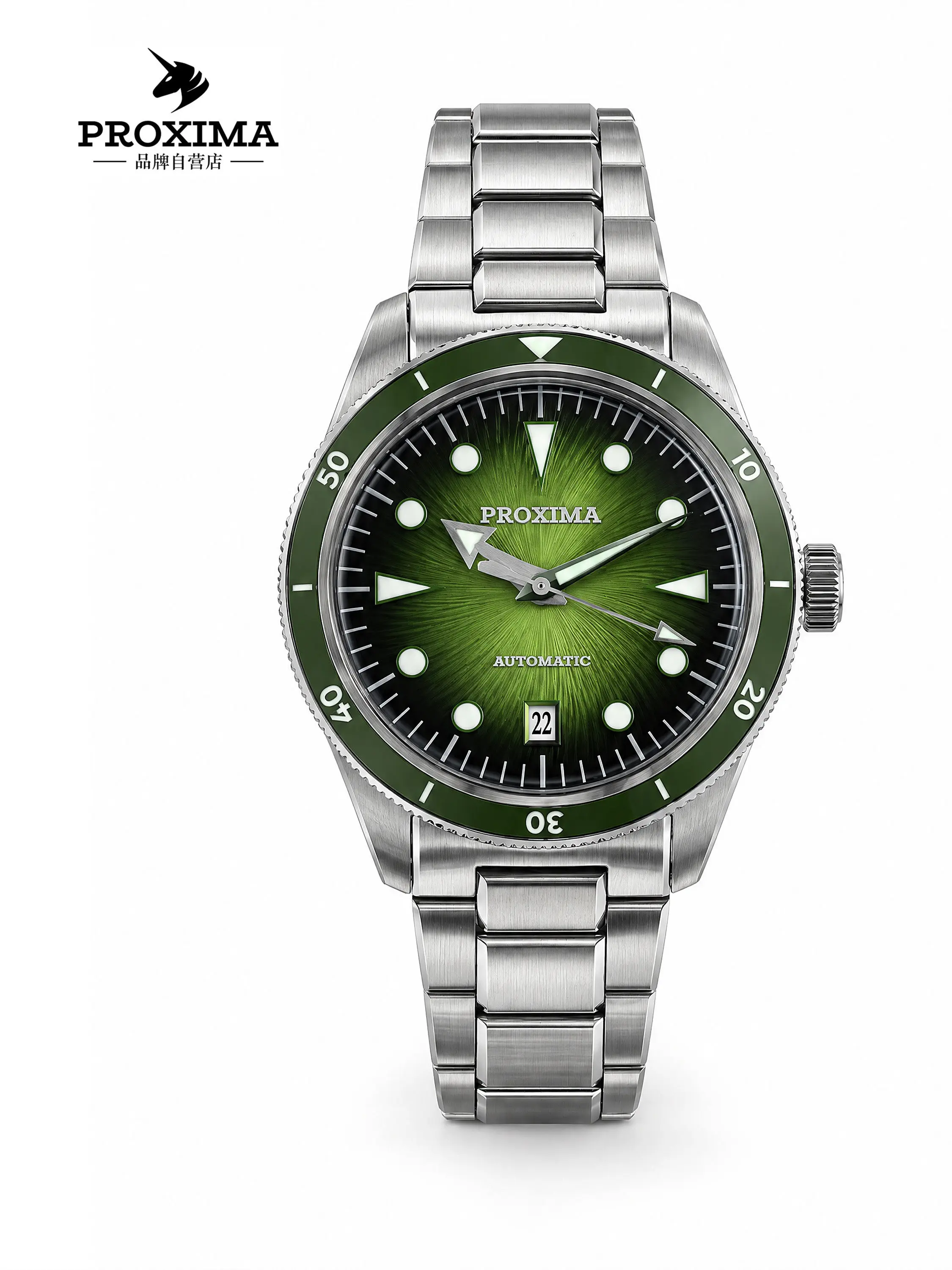 Proxima Men Automatic Watch 39mm Mechanical Wristwatch Diver 100m Waterproof Luminous Sapphire Mirror 