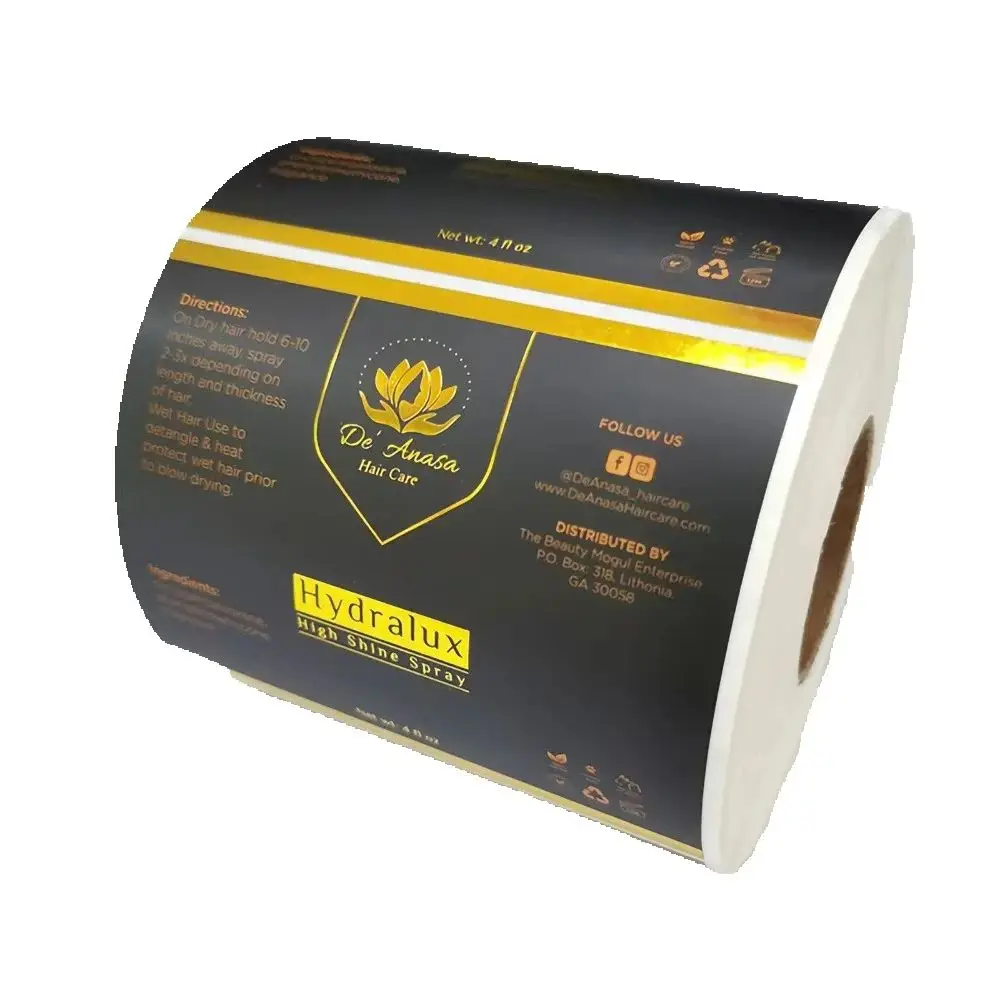 1000pcs Luxury Waterproof Bottle Labels｜Custom Roll Printing Gold Foil Stickers｜Embossed Biodegradable Packaging Labels
