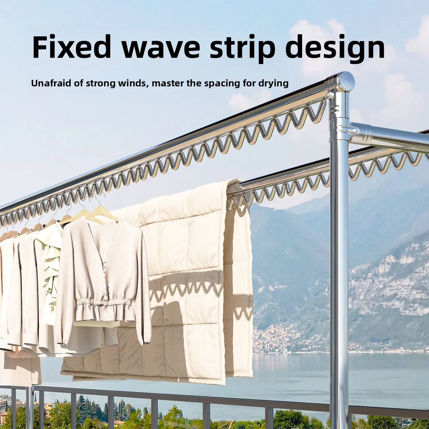 Household balcony courtyard windproof clothes drying rod outdoor movable quilt rack