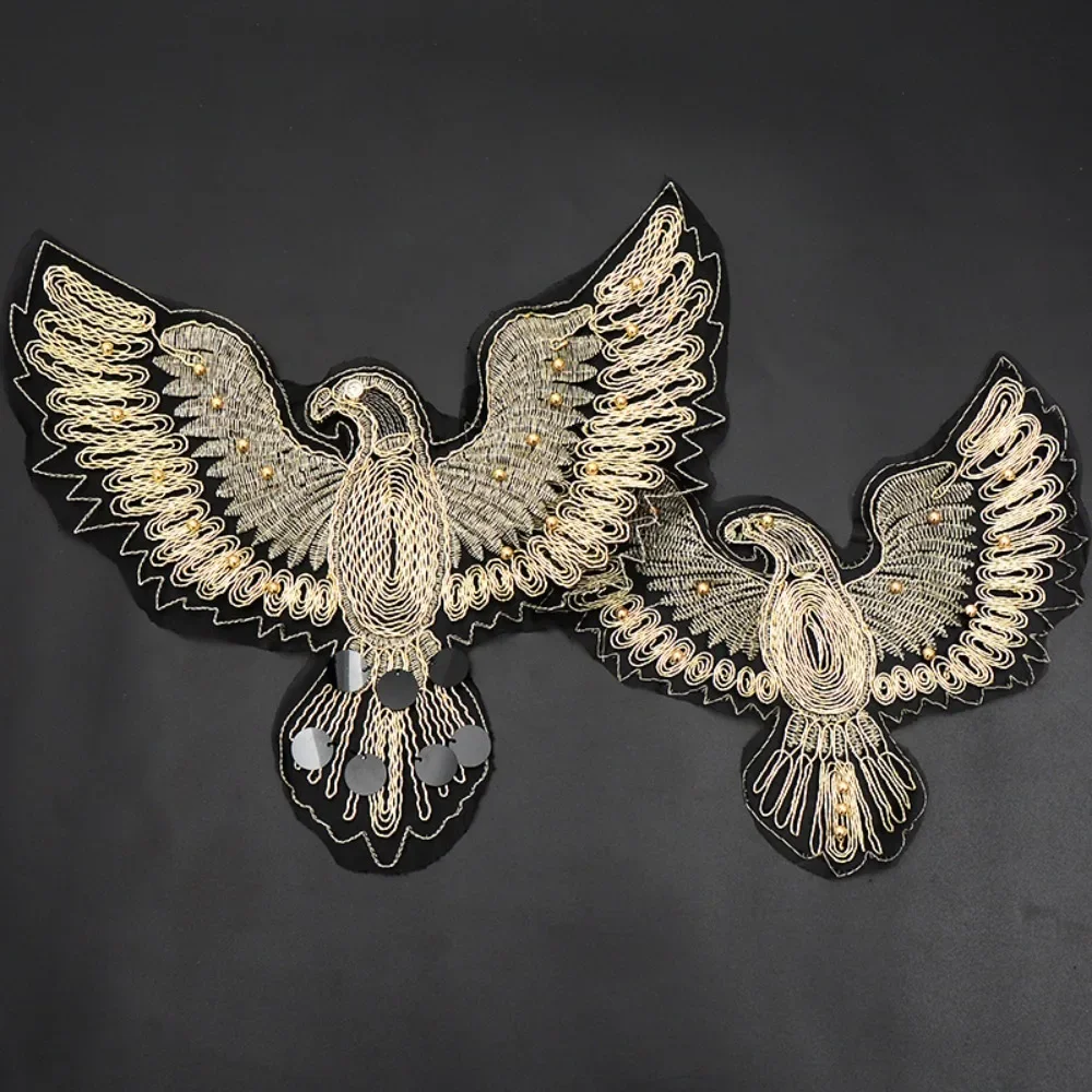Large Organza Beaded Eagle Embroidered Cloth Sticker DIY Clothing Accessories Clothes Pants Jacket Decorative Patch Sticker