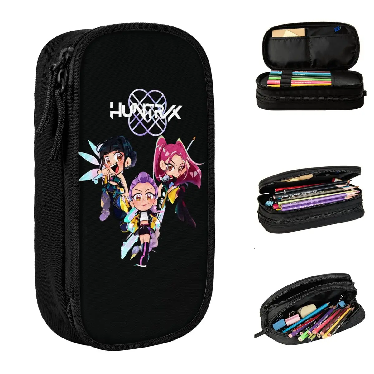 

Kpop Demon Hunters Huntrix Pencil Case Zipper Pencil Box Students Large Capacity School Pencil Cases Stationery Organizer