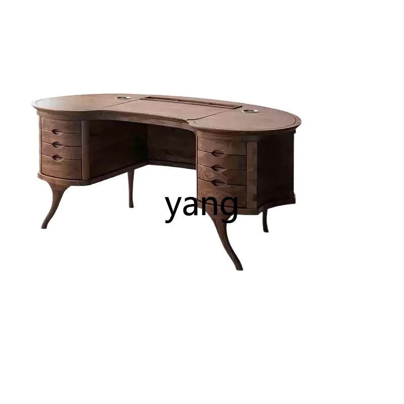 YJQQ Bayton desk black walnut solid wood desk writing desk