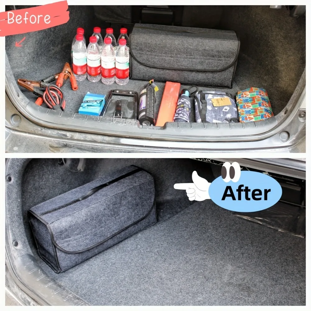 2er-Pack robuster, faltbarer Kofferraum-Organizer mit offenem Design – robuster Fahrzeug-Aufbewahrungsbehälter, platzsparender Organizer für – Detail 4