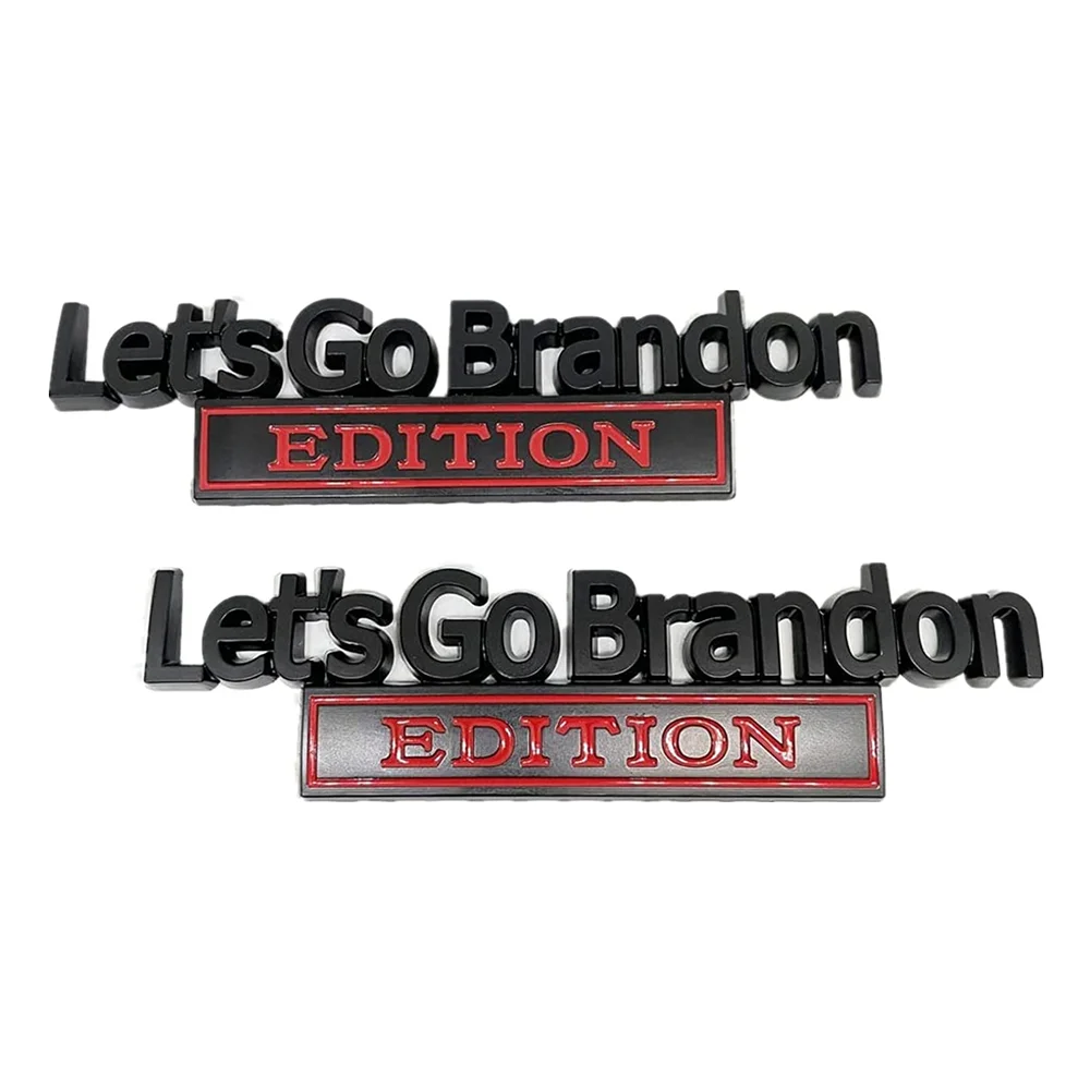 

2Pc Red Black Let's Go Brandon EDITION Nameplate Emblem Car L&R Fender Trunk Door Rear Tailgate Badge Redneck Universal