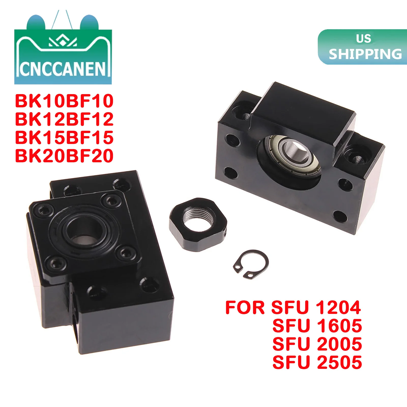 

Ball Screw End Supports BKBF10 BKBF12 BKBF15 BKBF20 Fixed Floated BallScrew End Bearing Mounts For SFU1204 1605 2005 CNC Part