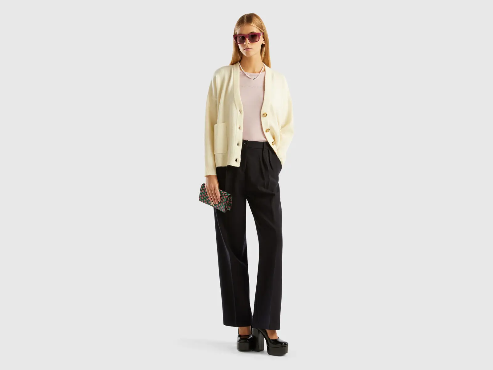 

Весенне-осенний новый женский свободный вязаный кардиган Sle Benetton Batwing Sve ket с открытой передней частью Long Sve Regular Length