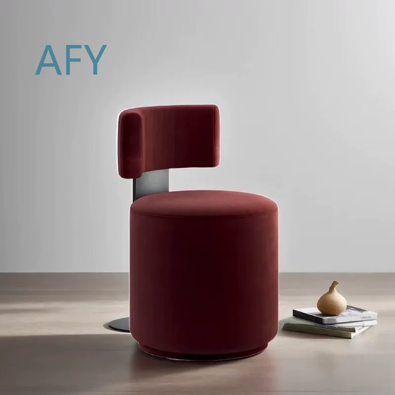 Luxury Nordic Velvet Swivel Stool 360 Degree Rotating Makeup Chair Boudoir Stool for Bedroom Closet Dressing Room Home Decor