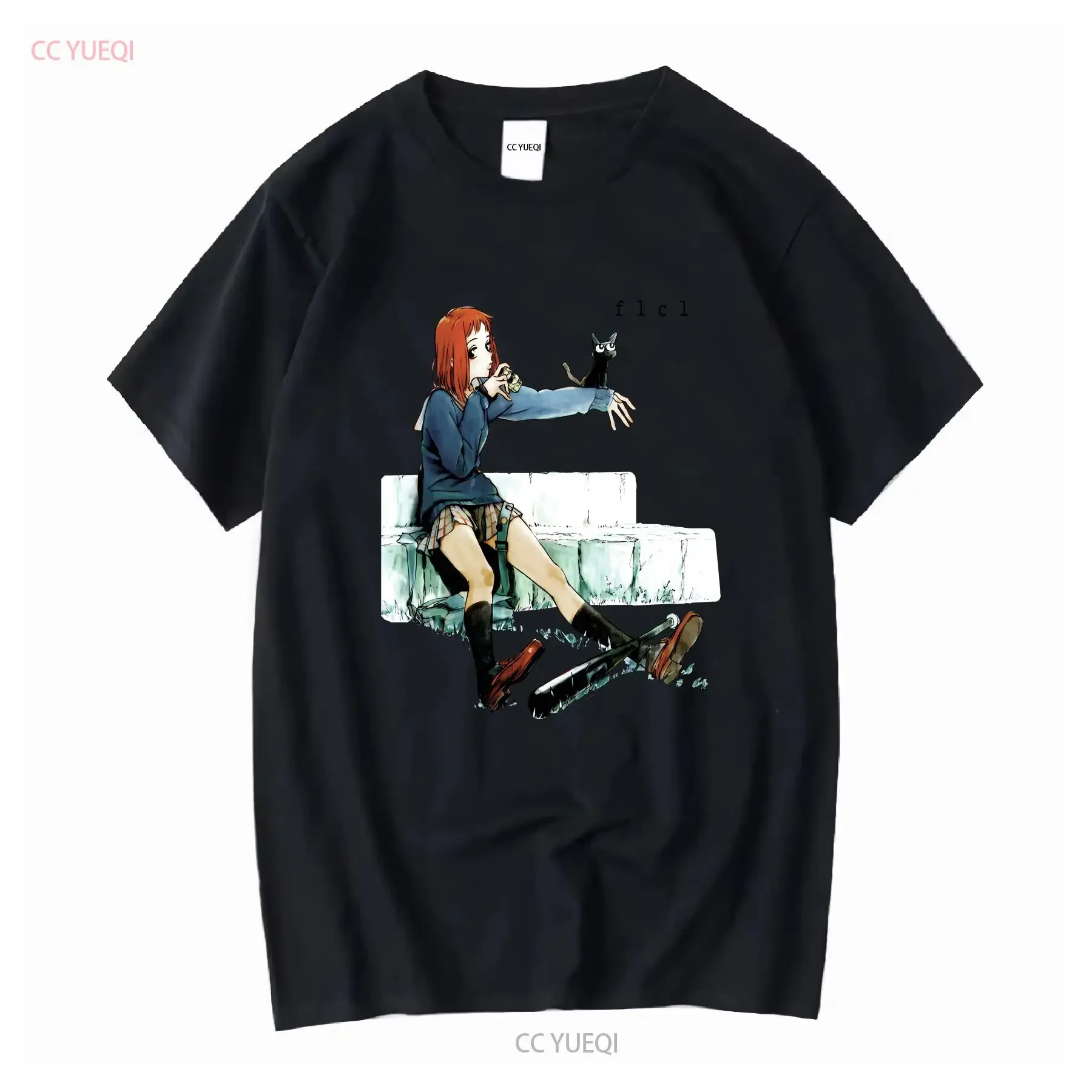 Mamimi Takkun FLCL FOOLY COOLY UNISEX camiseta alta calidad estampado vintage lavado Unisex moda versátil elegante ligeramente