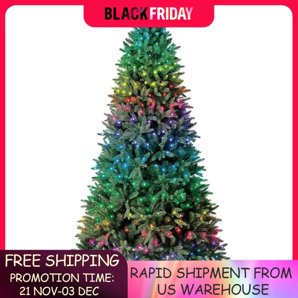 Christmas Tree 7.5 ft Twinkly Pre-Lit Aspen Pine Quick Set Artificial Christmas Tree, App-Controlled Multi-Color RGB Lights