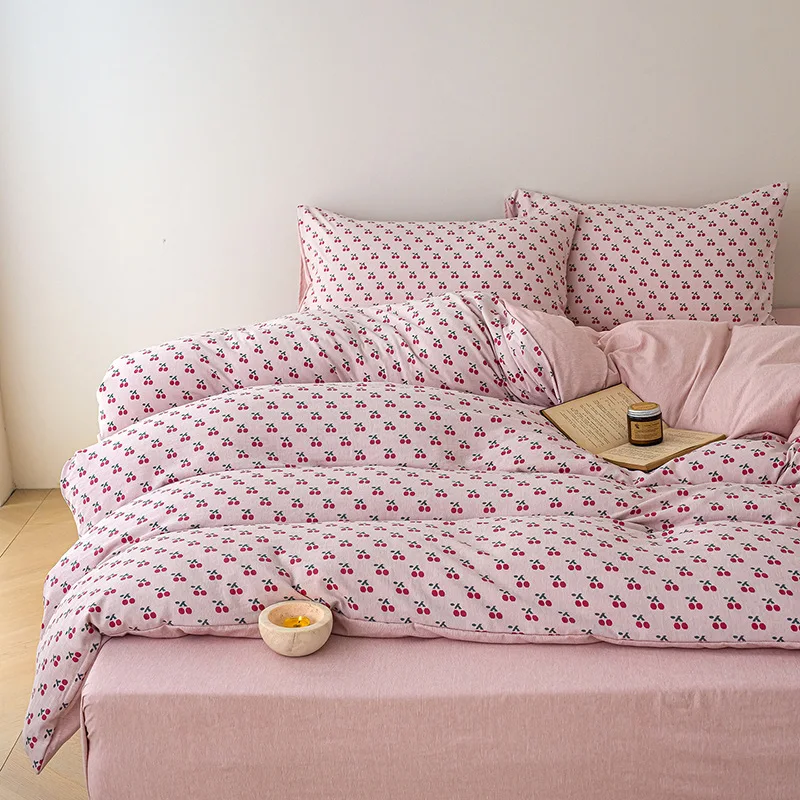 2025 جديد دافئ مصبوغ بالغزل الدافئ الصوف الأرض طبقة مزدوجة الغزل السرير أربع قطع مجموعة سميكة في الخريف والشتاء لطيف الكرتون #6