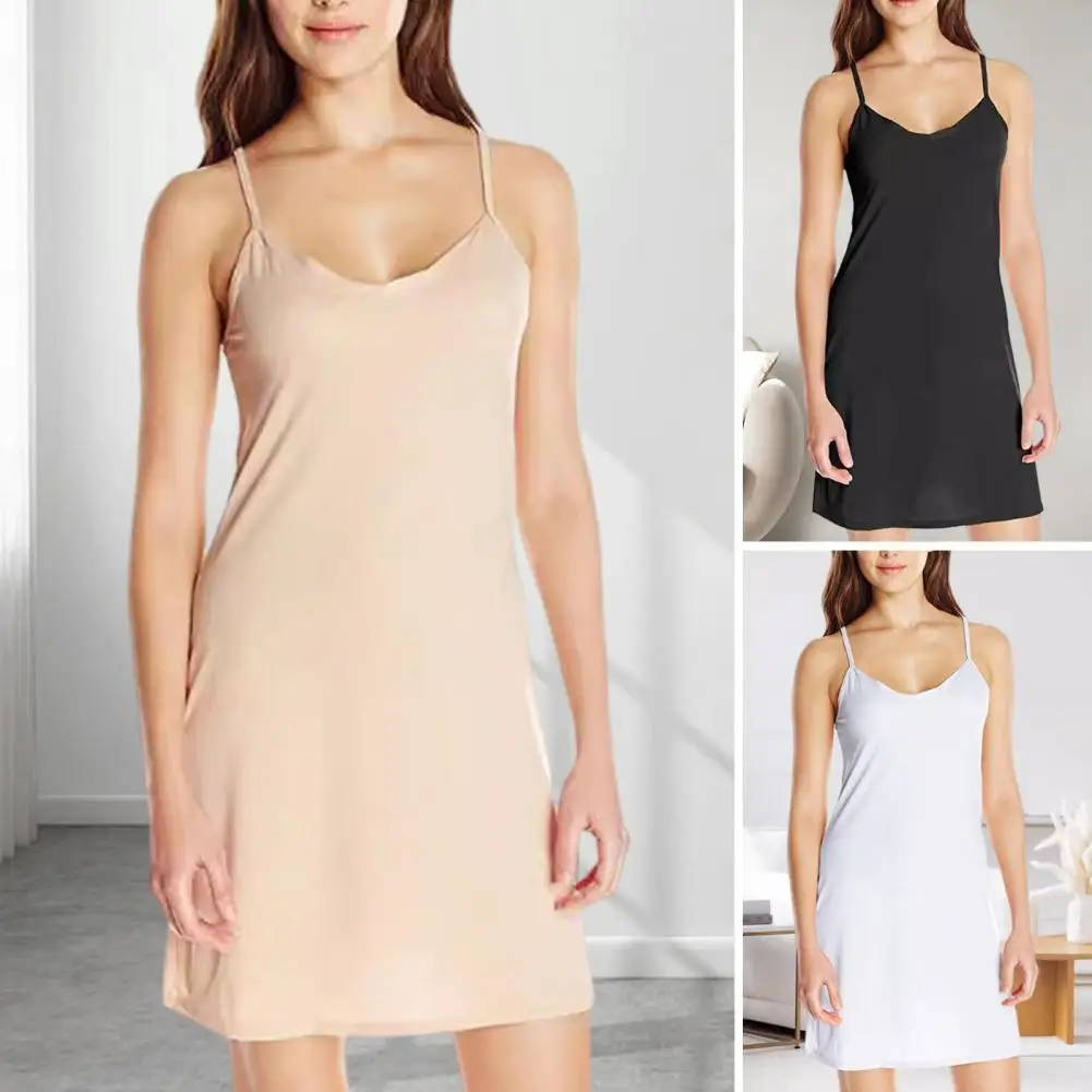 Camisones elegantes con cuello en V y espalda descubierta para mujer, vestido de dormir de una línea con tirantes finos, Color sólido