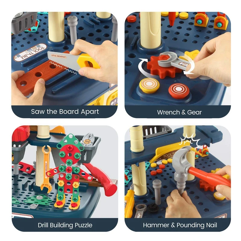 Kinder Werkzeug Bank Spielzeug Set Bau Spielzeug Werkbank Mit Bausteine Puzzles Kleinkinder Arbeit Shop Reparatur Toolbox