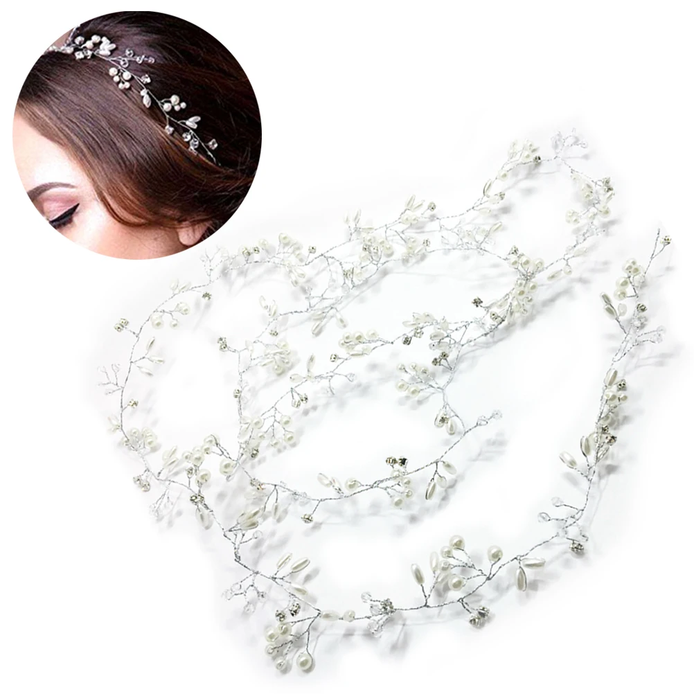 

Pearl Headband 50 Cm Bridal Hair Accessory Elegant Wedding Headwear Women Bride Hairstyle Prom Graduation Party
