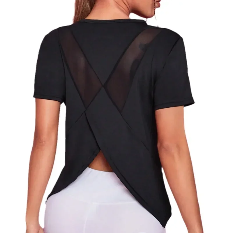 المرأة سلس اليوغا تي شيرت الإناث اللياقة البدنية المحاصيل الأعلى تجريب الصالة الرياضية التدريب قمصان رياضية قصيرة الأكمام اليوغا تي شيرت ملابس رياضية