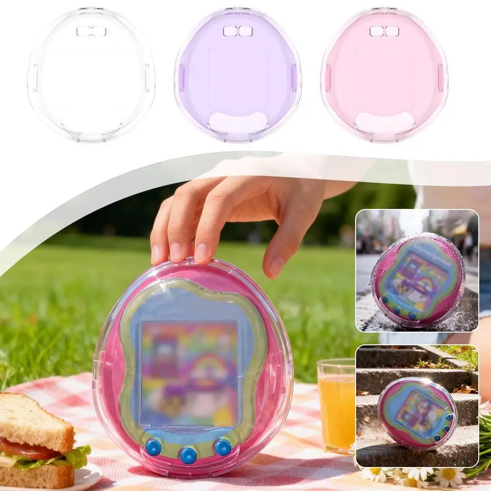 Funda Protectora Transparente para Tamagotchi Uni |   360 °   Protección Total |   Incluye llavero |   Transparente/Rosa Transparente/Morado