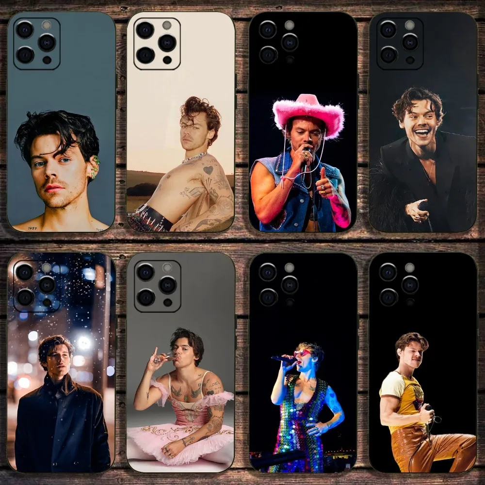 Singer H-Harry-Styles-S Phone Case For Apple iPhone 15,14,13,12,11,Pro,X,XS,Max,XR,Plus,Mini Soft Black Cover