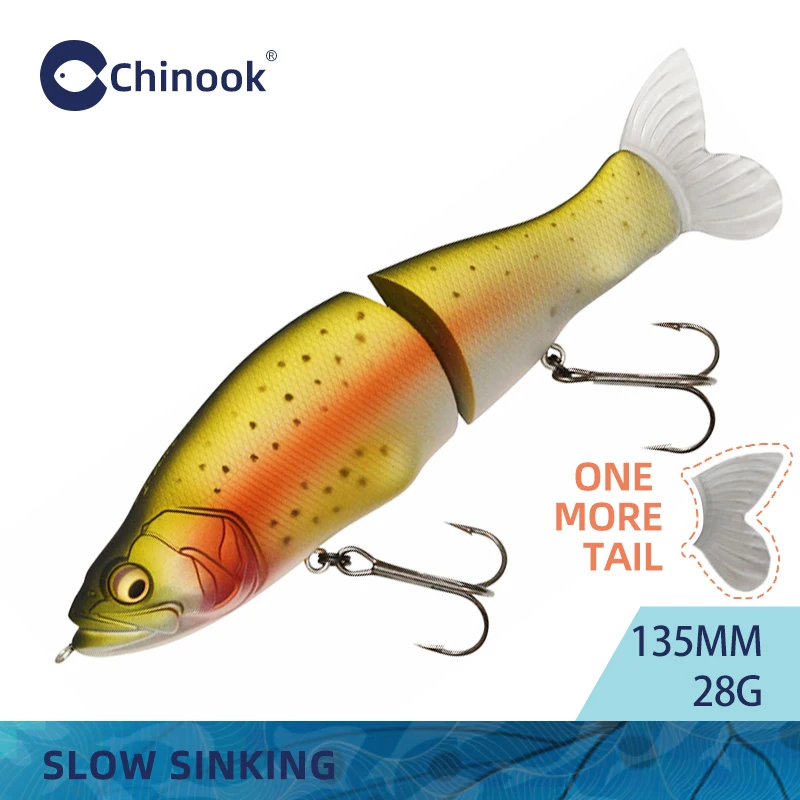 Chinook SwimBaits 135mm 28g Jointed Pencil Minnow Wobblers ABS Body with Jointed  Glidebait Pike Bass Rout Perch