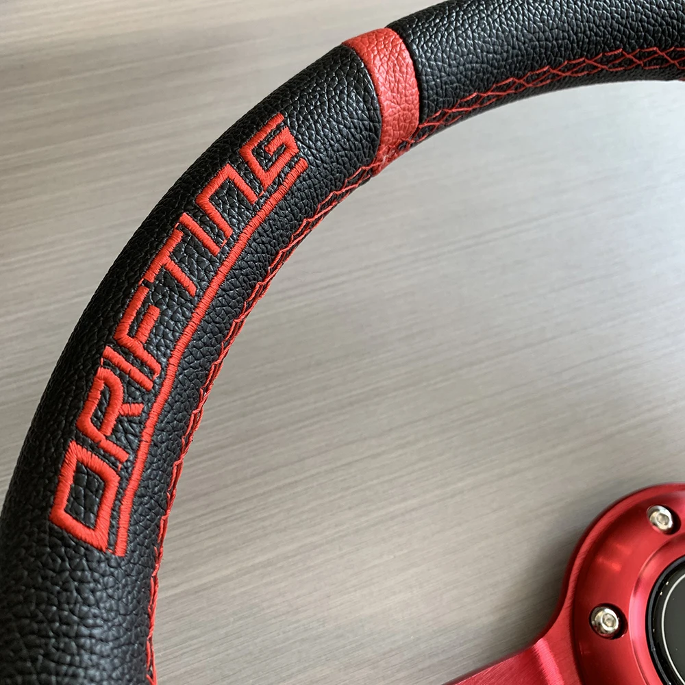 High quality Deep Dish PVC leather competitive drift steering wheel sim