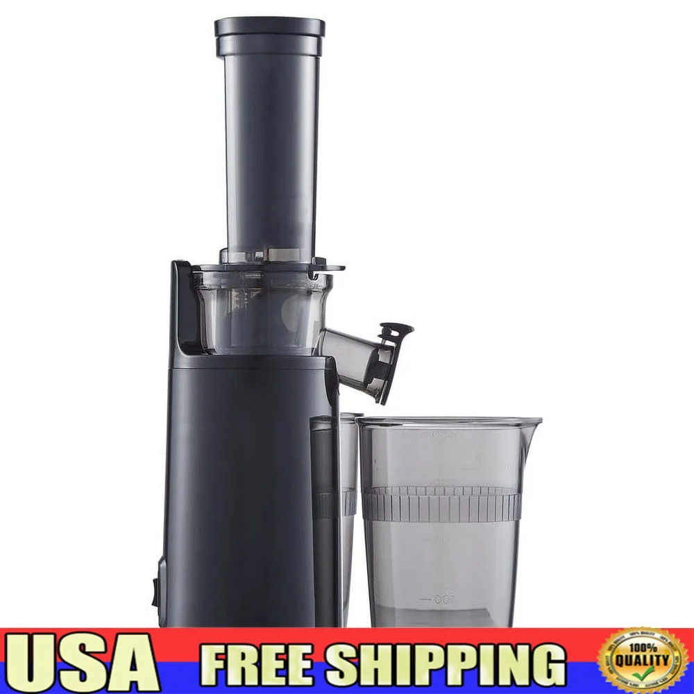 

Compact Masticating Cold Press Juicer Fresh Juice Extraction Easy Clean Slow Juicer with Pulp Container and Juice Cup