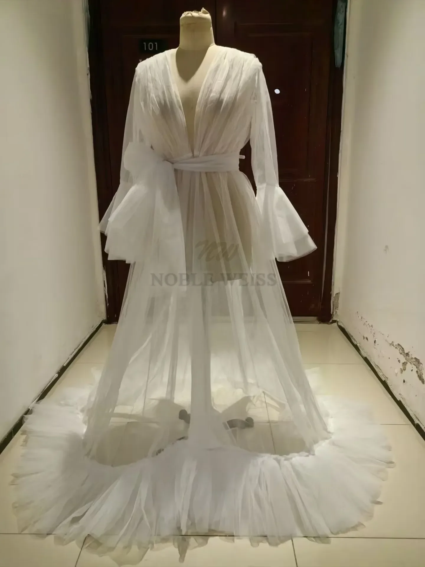 Abito lungo da sposa in tulle, abito premaman, servizio fotografico, donne incinte, abito fotografico, kimono, abito da ballo da sera, giacca personalizzata