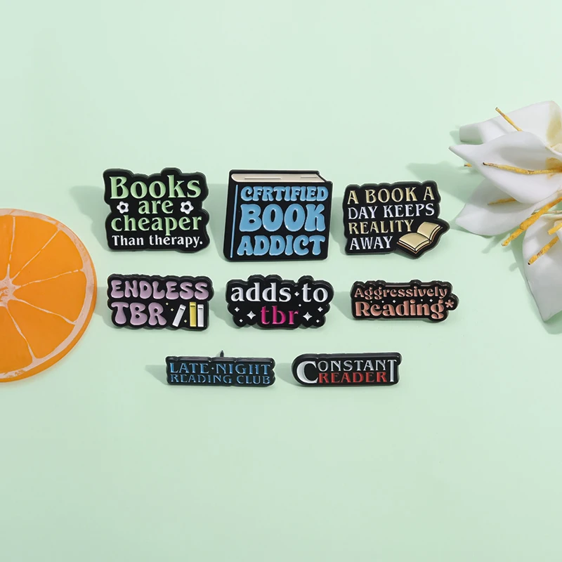 Cfrtified Book Addict Enamel Pins Custom Constant Reader Aggressively Reading Brooch Lapel Badges Jewelry Gift for Kids Friends