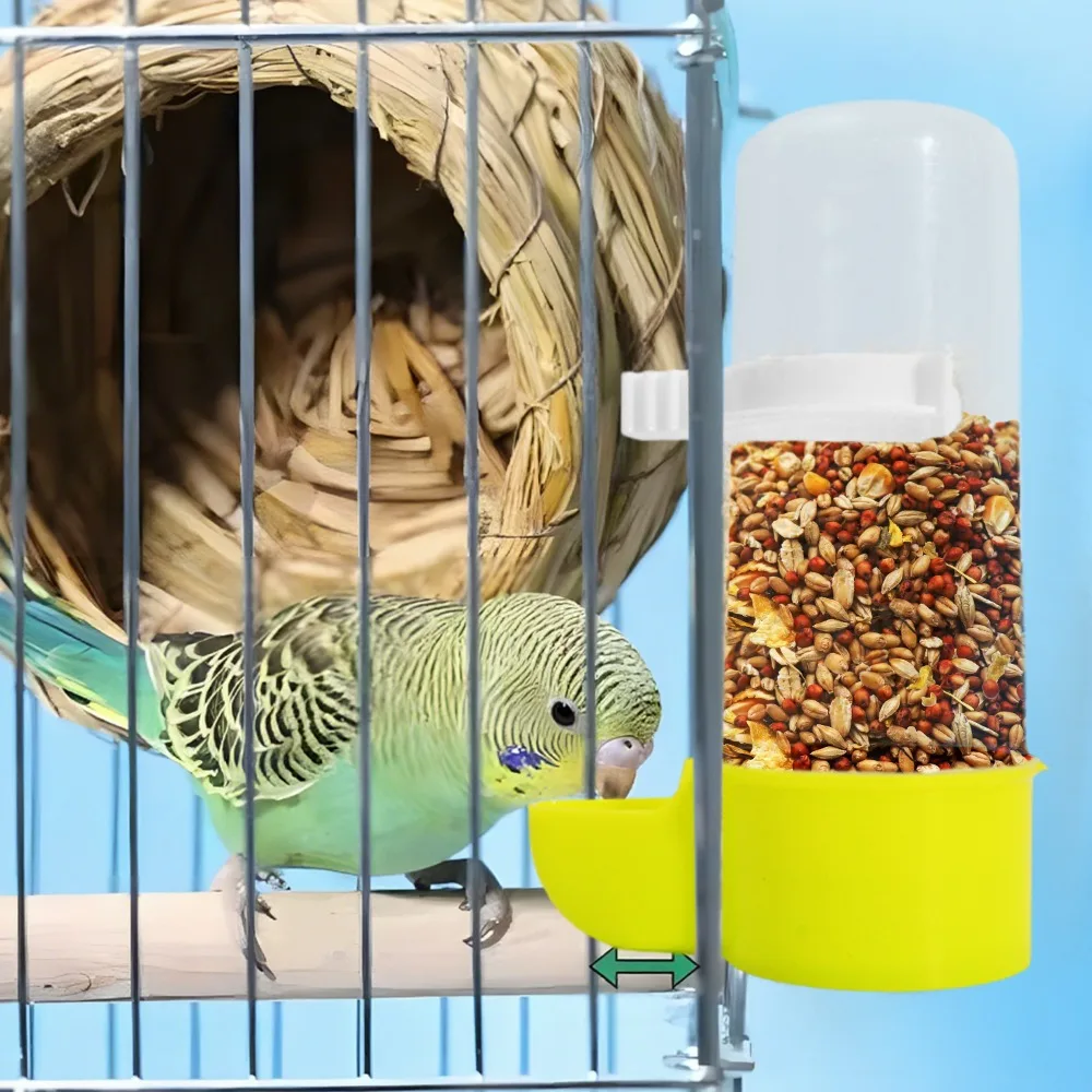 عالية الجودة تغذية الطيور البلاستيك الغذاء تغذية المياه التلقائي شارب الببغاء موزع المحمولة قفص العصافير معلقة شرب كوب